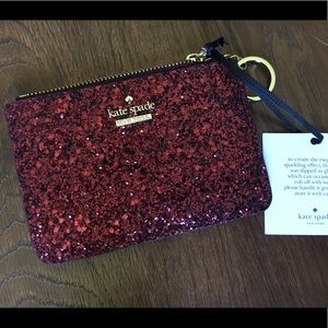Kate Spade Maroon Sequin Keychain Wallet
